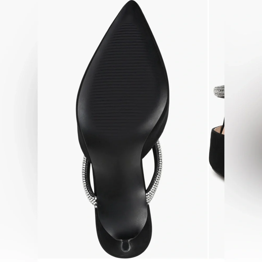 Never worn! 5.5 Black, rhinestones, Journee Collection, Lunna Mule Pump - Picture 7 of 16